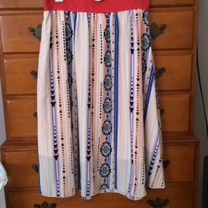 LuLaRoe Multi-Colored Aztec Print Lola Skirt.